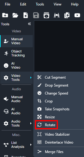 Rotate option in video tools