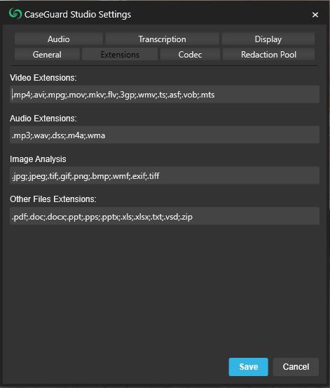 CaseGuard Extensions Settings Popup