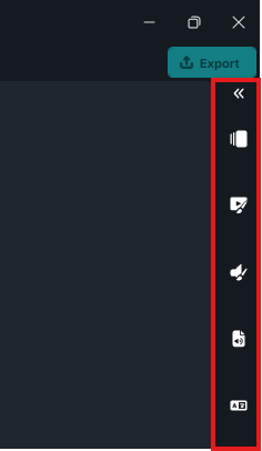 Right-side vertical toolbar with five icon buttons (navigation and tools) such as back, bookmark/annotation, pen stamp, and page options for interacting with the content.