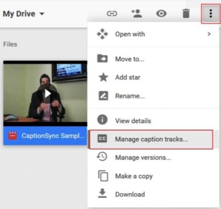 Google Drive Closed Captions