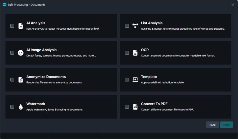 Bulk processing Document window 9.4