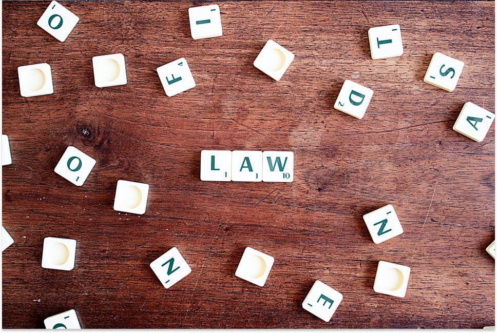 Law written out with scrabble letters