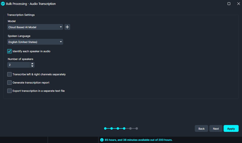 transcription-settings