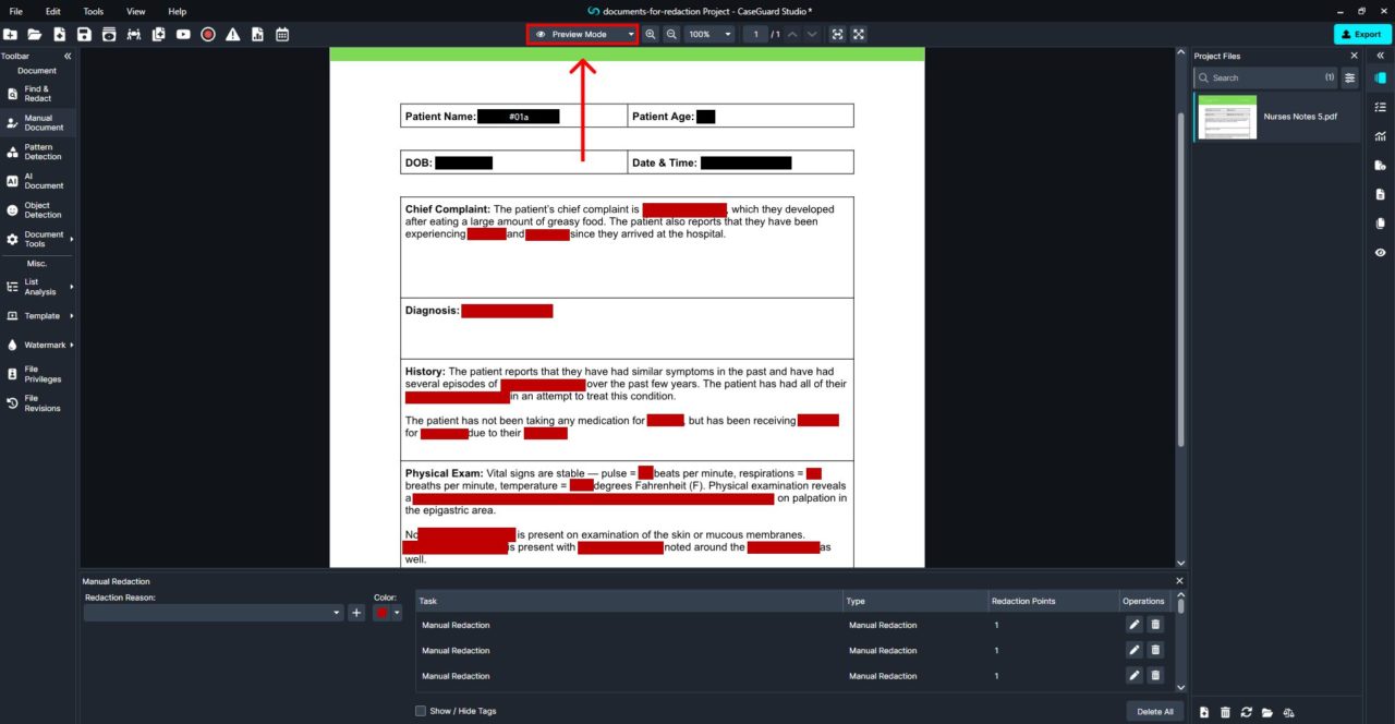 preview mode for document