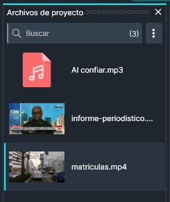 Project Files Panel in Spanish