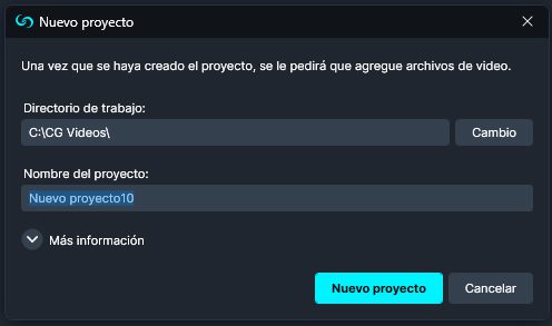 New Project Window in Spanish Software