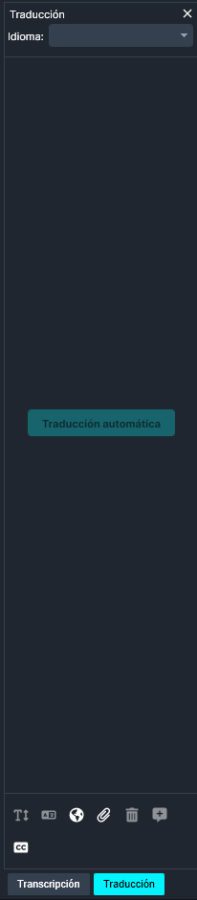 Translation panel in Spanish Software
