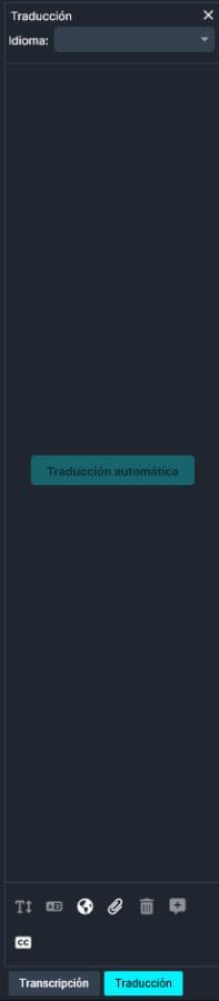 Translation panel in Spanish Software