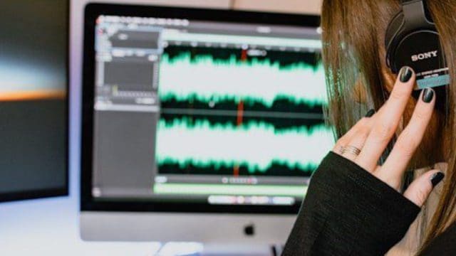 Woman working on Audio file