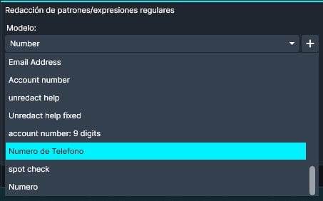 Pattern Dropdown in Spanish