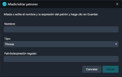 Anadir/Editar Patrones ventana