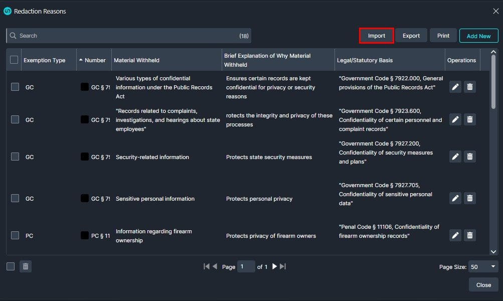 redaction-reasons-window-import
