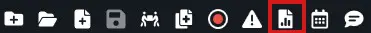 reports1 | CaseGuard Toolbar with multiple icons; the highlighted button is the analytics/reports icon to open charts or statistics.