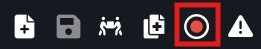 Toolbar with file action icons; the emphasized circular Record button.