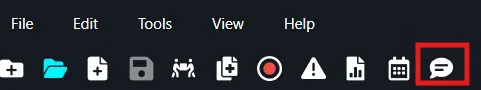 File-log | CaseGuard Chat/Comments button in the toolbar (speech-bubble icon)
