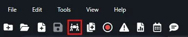 Toolbar with menu options (File, Edit, Tools, View, Help); the highlighted icon shows a group of people, indicating collaboration/share feature.