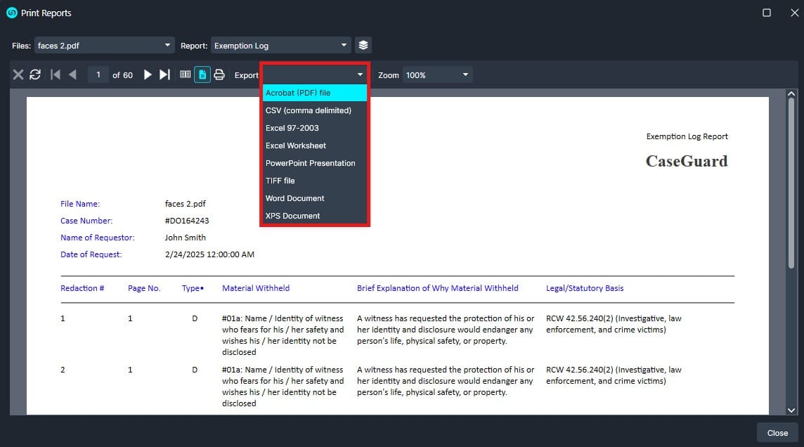 export-report-location