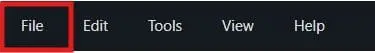 CaseGuard-File | CaseGuard Application menu bar with the 'File' tab selected, highlighted in red.