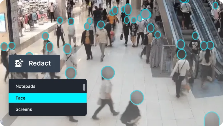 Automatically redact names, emails, faces, screens, and more with AI.