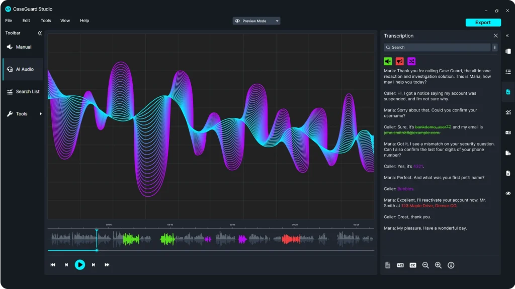 With CaseGuard, you can automatically redact 12 categories of PII from multiple CCTV videos.