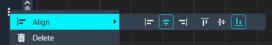 HtAAACC-5 | CaseGuard Floating UI toolbar showing alignment controls; 'Align' option highlighted with icons for left, center, and right alignment nearby.